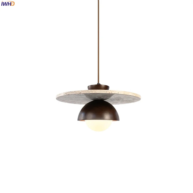 Afralia™ Yellow Travertine Pendant Light: Nordic Minimalism LED Hanging Lamps for Home Decoration