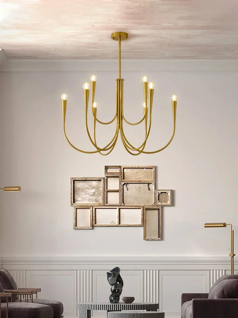 Afralia™ Brass Chandelier: Stylish Pendant Lights for Dining Room, Living Room, Kitchen Island & Bedroom
