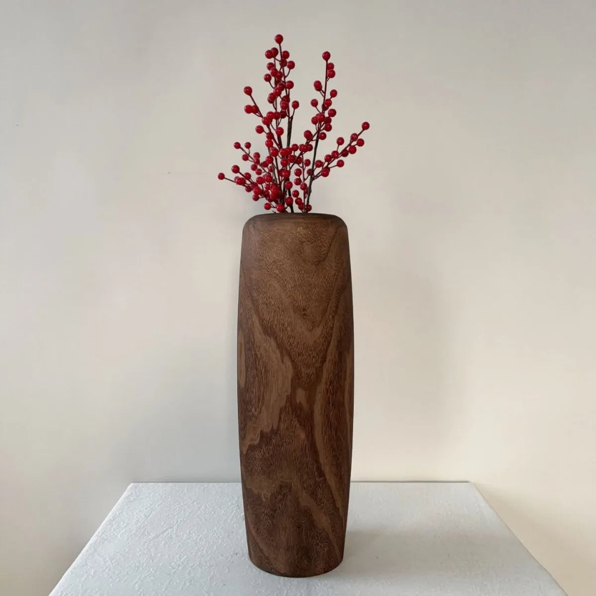 Afralia™ Vintage Floor-to-Floor Vase with Dried Flowers, Wood Crafts for Decoration