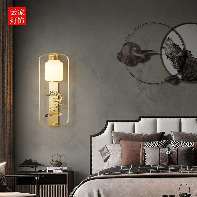Afralia™ Elk Decor Wall Lights | Modern Copper Wall Lamps for Living Room