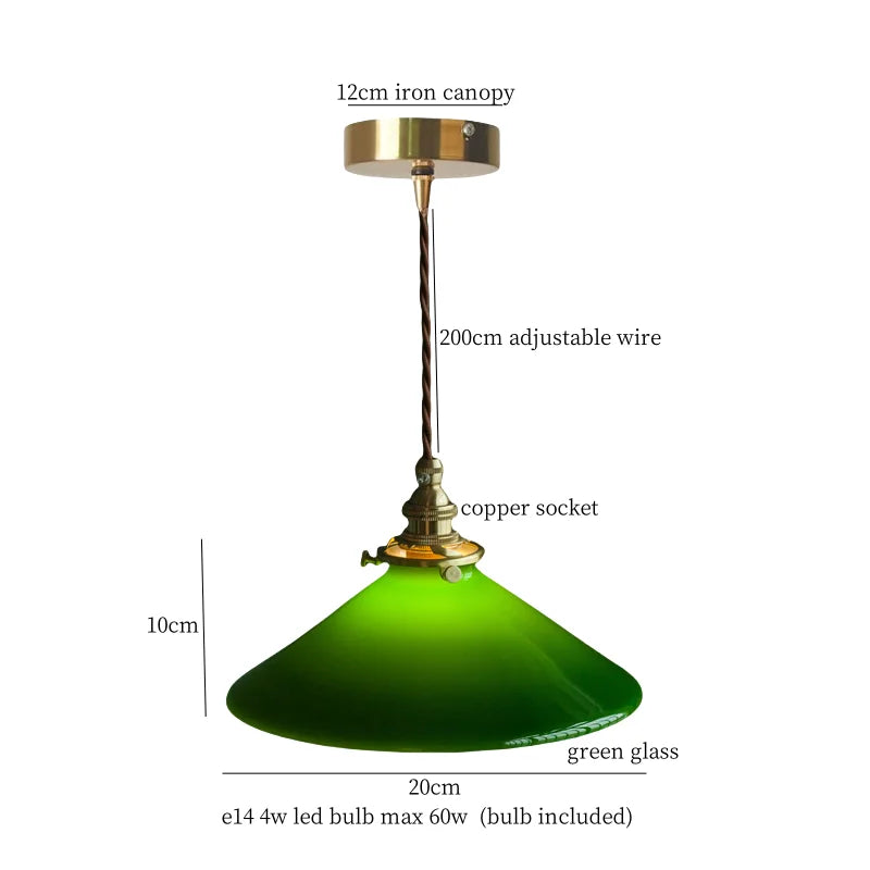 Afralia™ Cream Vintage Brass Glass LED Pendant Light for Restaurant Bar Cafe Loft