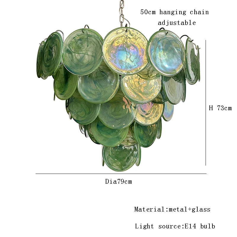 Afralia™ Pink Glass Italian Style Ceiling Chandelier for Home Decor