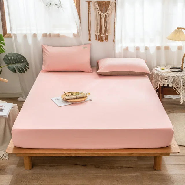 Afralia™ Thicken Sanded Double Bed Fitted Sheet Set with Pillow Covers