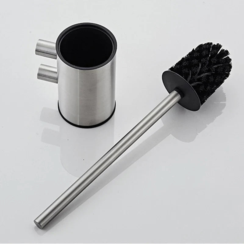 Afralia™ Wall Mounted Toilet Brush Holder Set - Bathroom Cleaning Bath Accessories