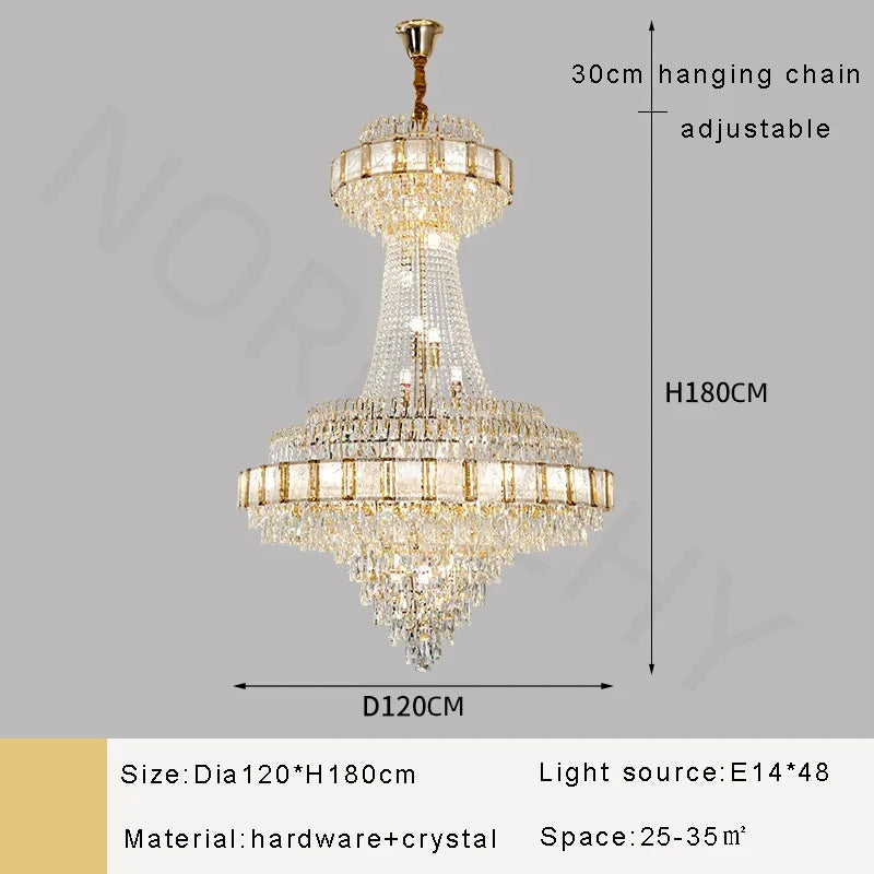 Afralia™ Luxury Gold Crystal Chandelier LED Hanging Lamp for Home Decoration
