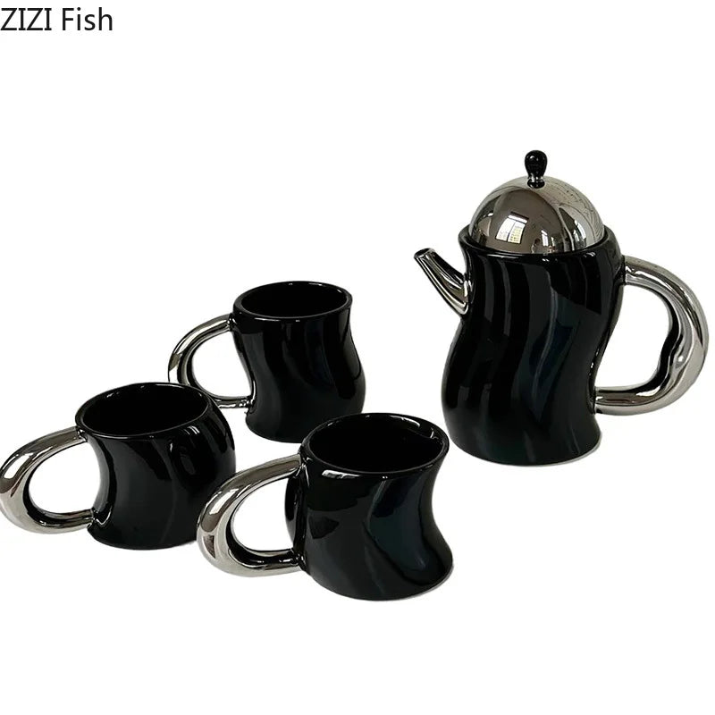 Afralia™ Bending Design Ceramic Coffee Mug for Dining Table and Tea Time