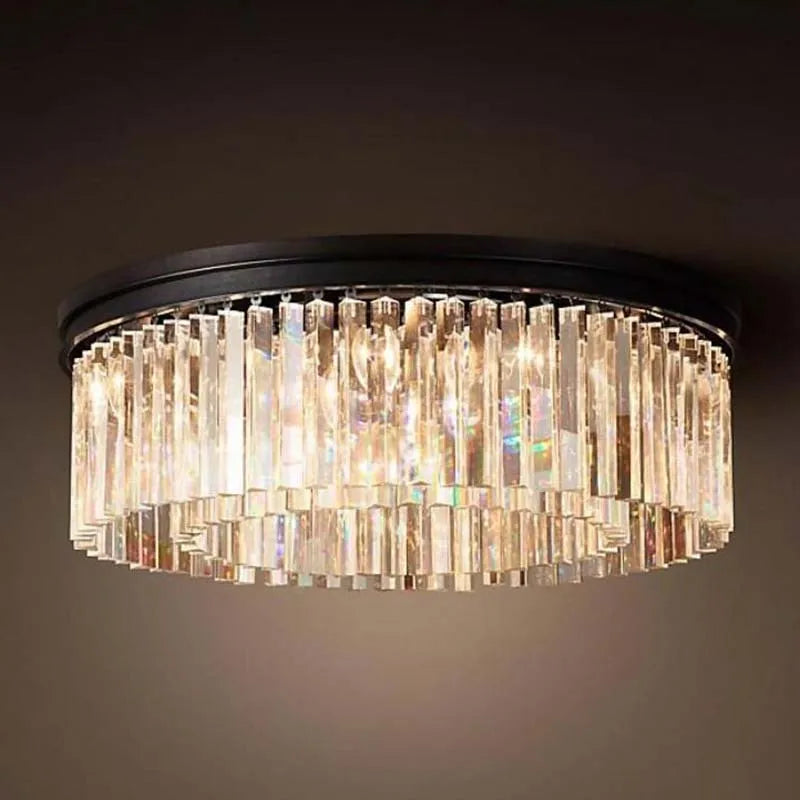 Afralia™ Crystal Prism Chrome Ceiling Light - Modern Vintage Recessed Mount Lamp