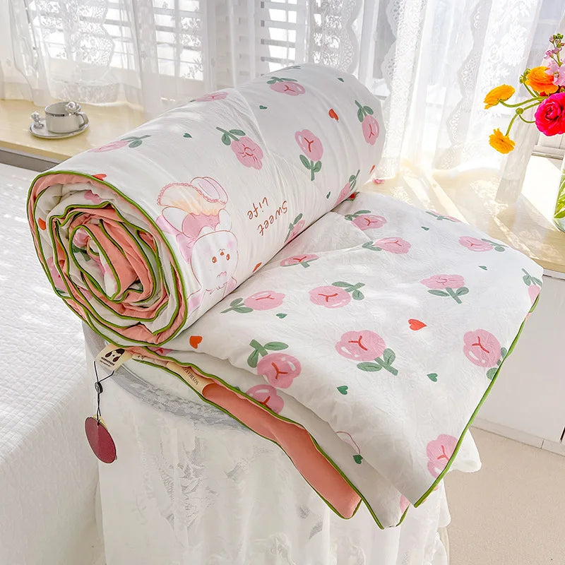 Afralia™ Double Layered Soya Fibre Filling Quilt: Soft, Breathable, Grade A Maternal and Child Comforter