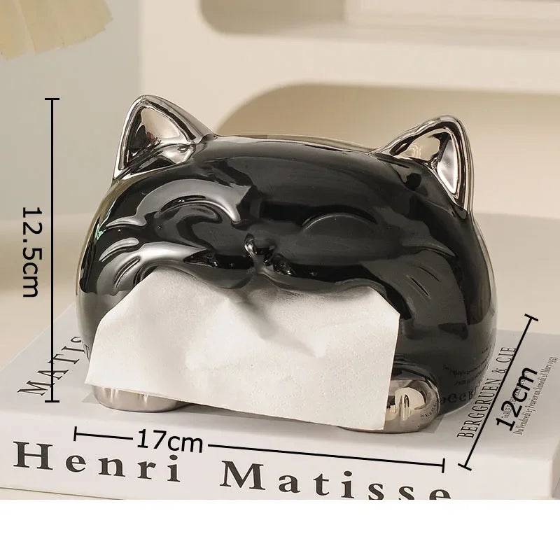 Afralia™ Cartoon Puppy Tissue Box: Cute Animals Ceramic Desk Decoration & Paper Towel Case