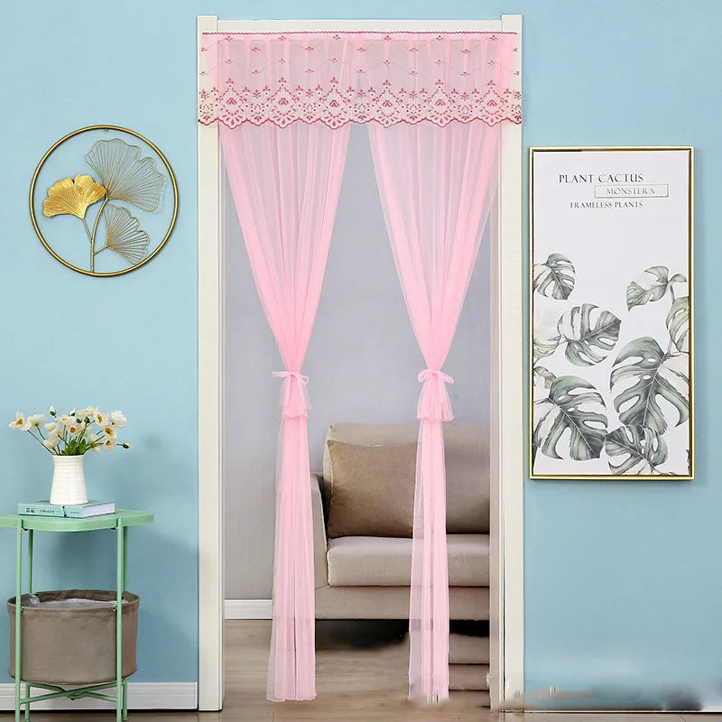 Afralia™ Lace Embroider Summer Insect Net Door Curtain for Living Room and Bedroom