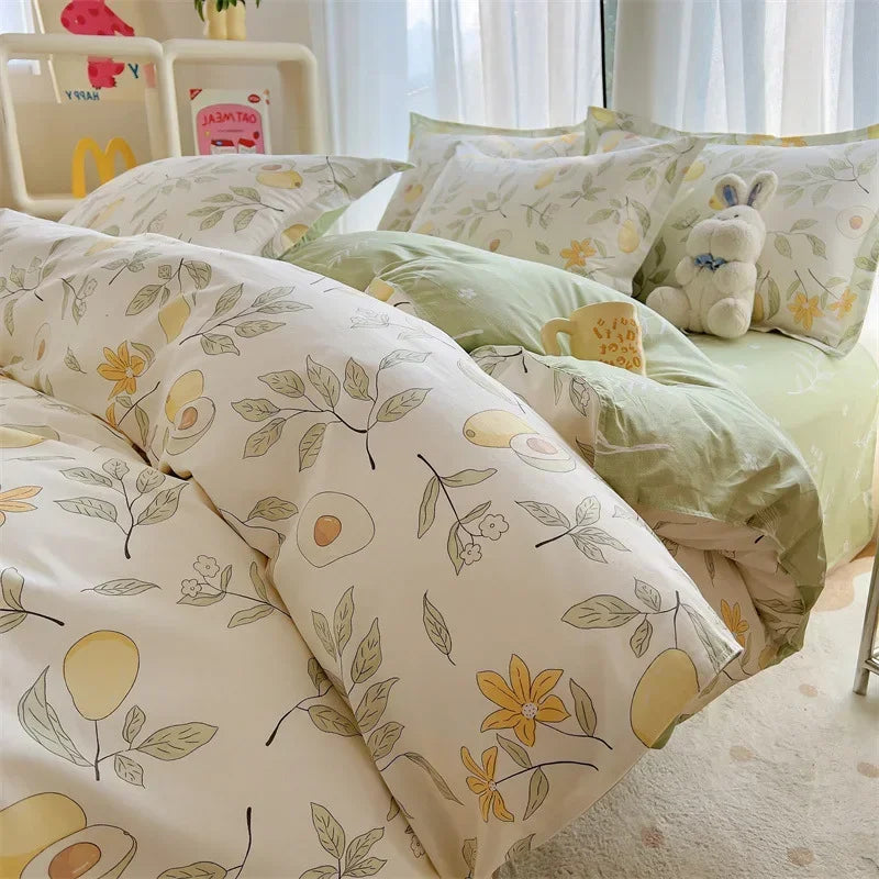 Afralia™ Small Floral Cotton Bedding Set for Soft Skin-Friendly Duvet Cover Sets