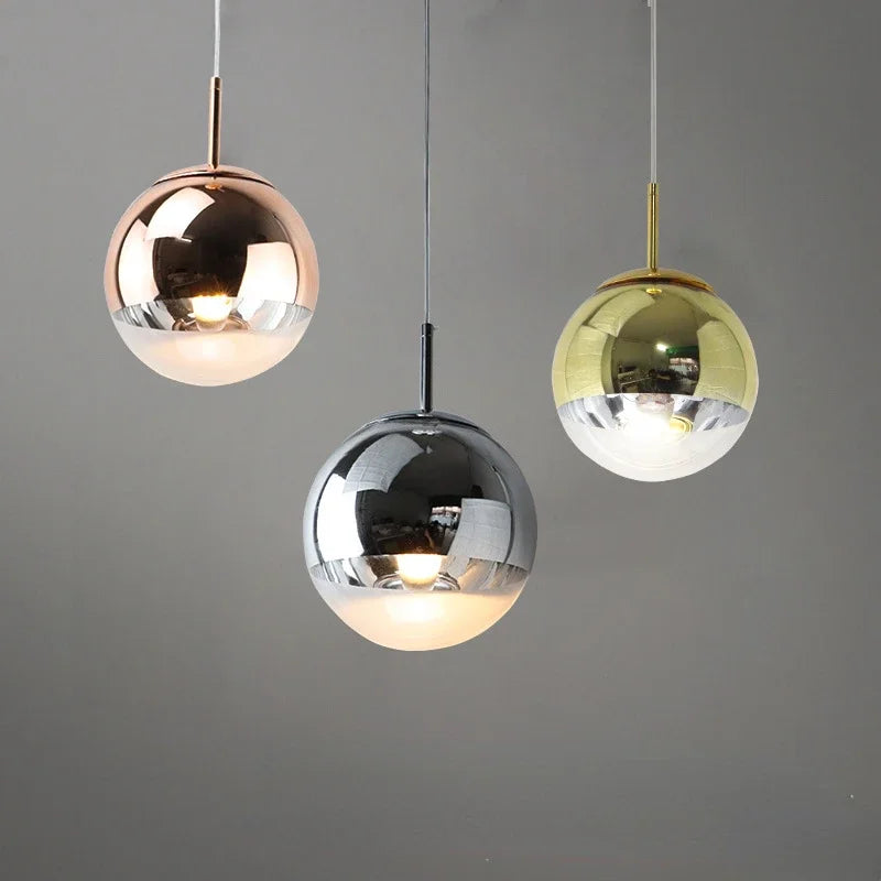 Afralia™ Glass Ball Pendant Lights - Modern Electroplated Hanging Lamp Fixture