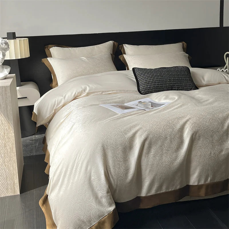 Afralia™ Jacquard Bedding Set - Lyocell Cotton Bed Linens, Sheet, Pillowcase, Quilt Cover