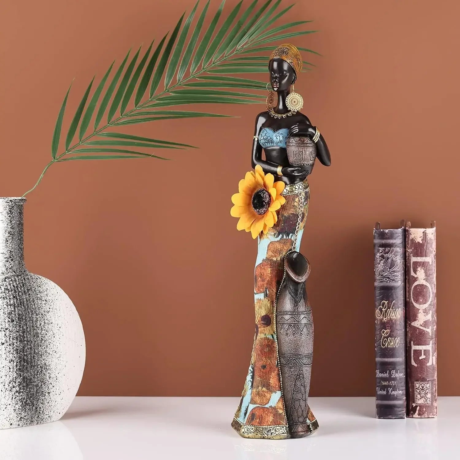 Resin Tribal Sculpture for Home Decor by Afralia™