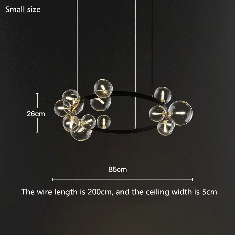 Afralia™ Modern Metal Chandelier with Clear Glass Bubbles - 7-Light G9 Fixture for Home Living Room