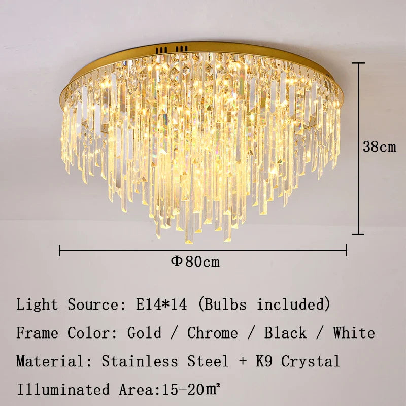 Afralia™ Gold Crystal Ceiling Lights - Luxury LED Fixture for Elegant Home Decor