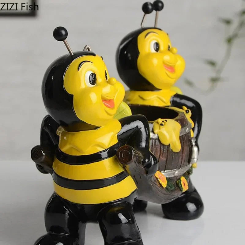 Afralia™ Bee Resin Vase: Creative Cartoon Plant Pot for Cheerful Floral Arrangement