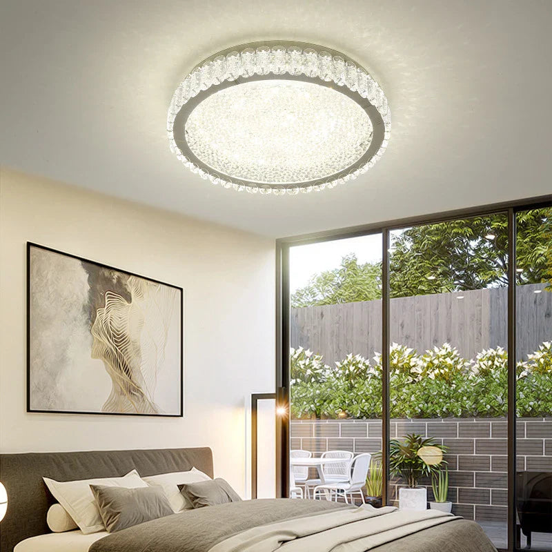 Afralia™ Modern Round LED Crystal Ceiling Light for Home Decor Lighting