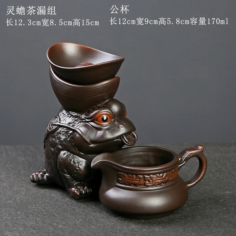 Afralia™ Dragon Tea Leaf Funnel Filter for Kung Fu Tea, Ceramic Table Decor