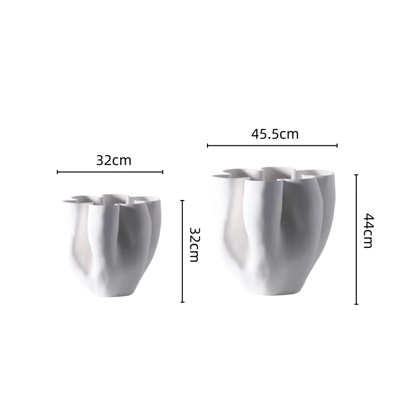 Afralia™ Ceramic Open Fold Edge Flower Pot Vase Home Decoration