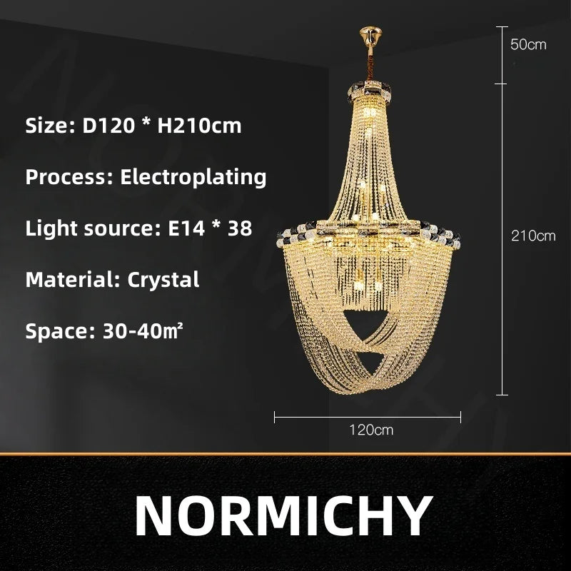 Afralia™ Crystal Light Villa Duplex Luxury Pendant Lamp for Living Room & Hotel Lobby