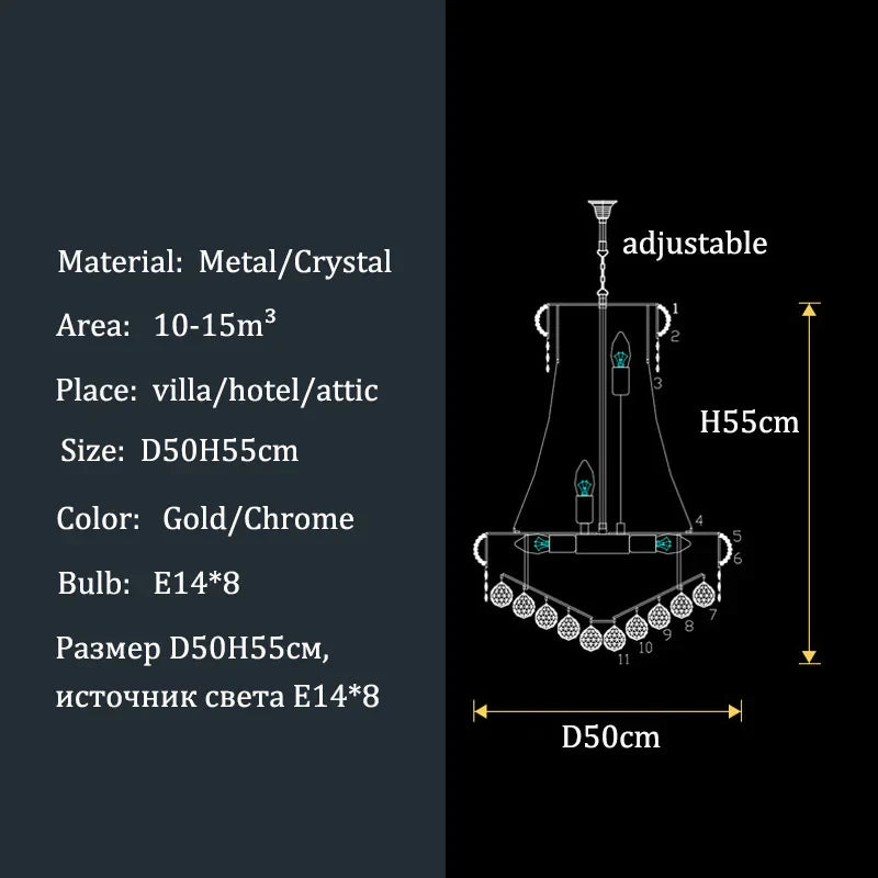 Afralia™ Crystal Chandeliers for Villa Living Room, Hotel Ceiling Lights Fixtures