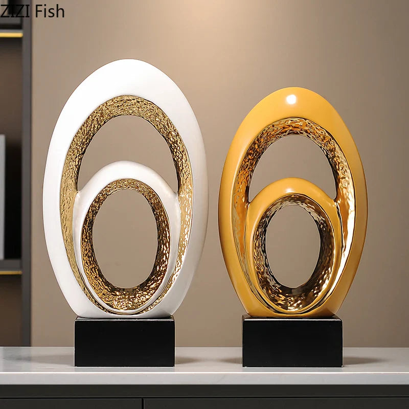 Afralia™ Gold Abstract Art Sculpture Desk Ornaments Minimalism Aesthetics Decor