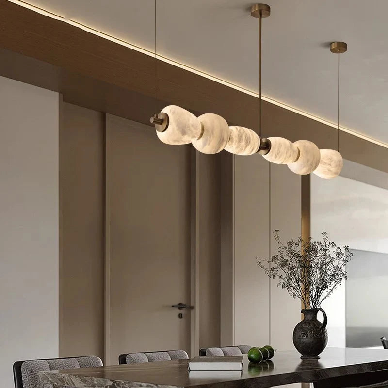 Afralia™ Marble Pendant Lights, Dimmable LED Hanging Lamp for Dining Table, Bar Decor
