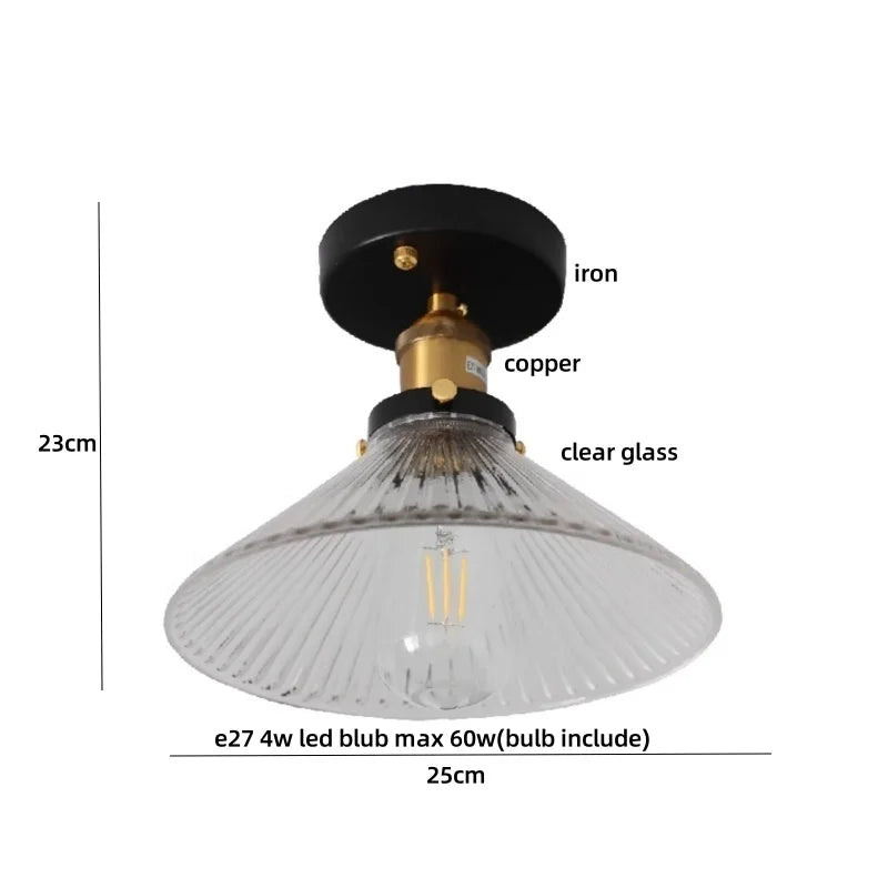 Afralia™ LED Copper Switch Ceiling Lamp Clear Glass Modern Home Decor