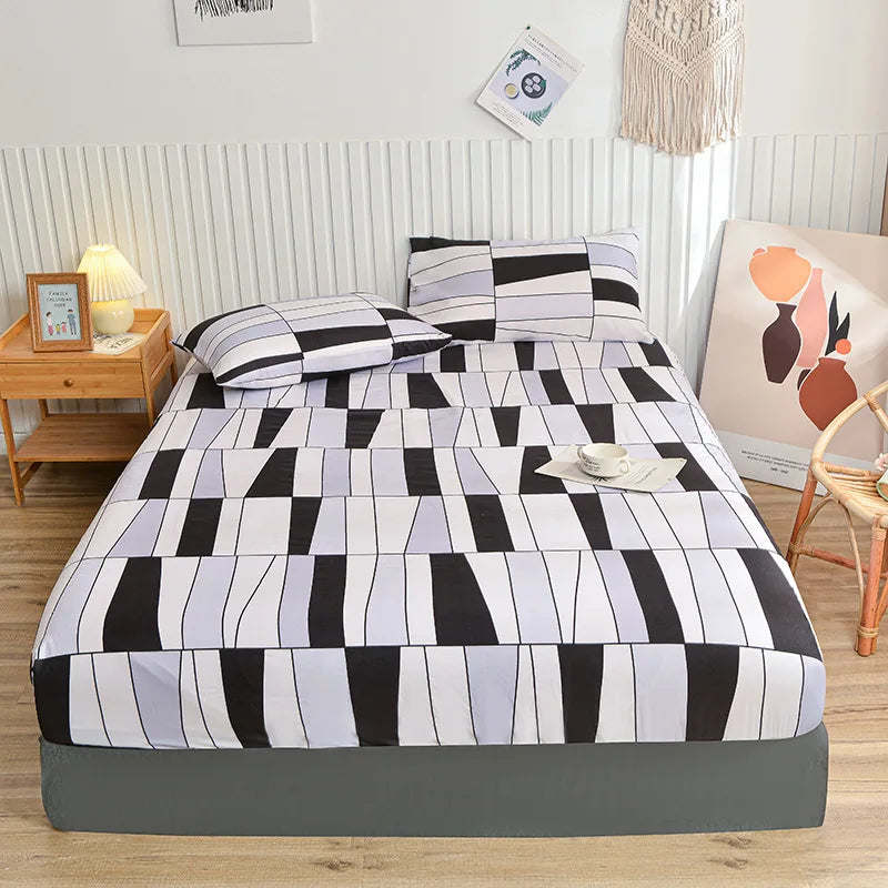 Afralia™ Ceramic Patterned Bedsheets Set with Bedspread & Pillowcases