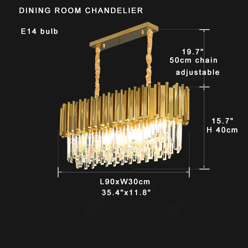 Afralia™ Crystal Chandelier Stainless Steel K9 Cristal Suspension Lamps Classic Gold Luxury
