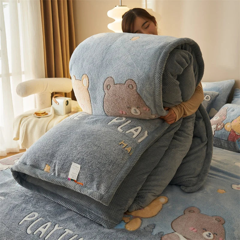 Afralia™ Dual-Layer Winter Velvet Duvet Cover - Soft & Warm Double-Sided Quilt Blanket