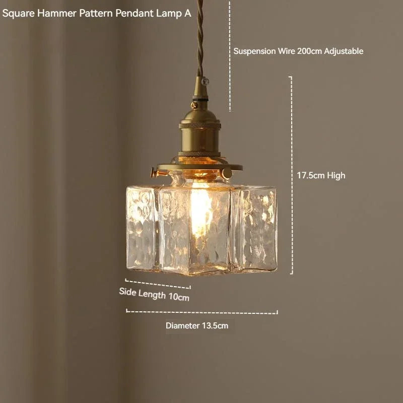 Afralia™ Vintage Brass Glass Pendant Lamp Rustic LED Ceiling Chandeliers
