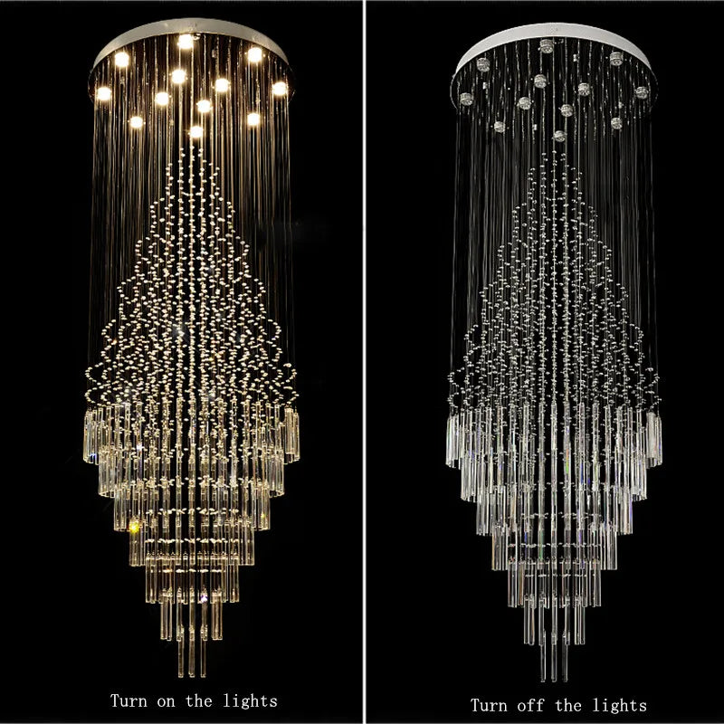 Afralia™ Crystal Chandelier Lighting Luxury Home Decor Loft Villa Stairs Chandeliers