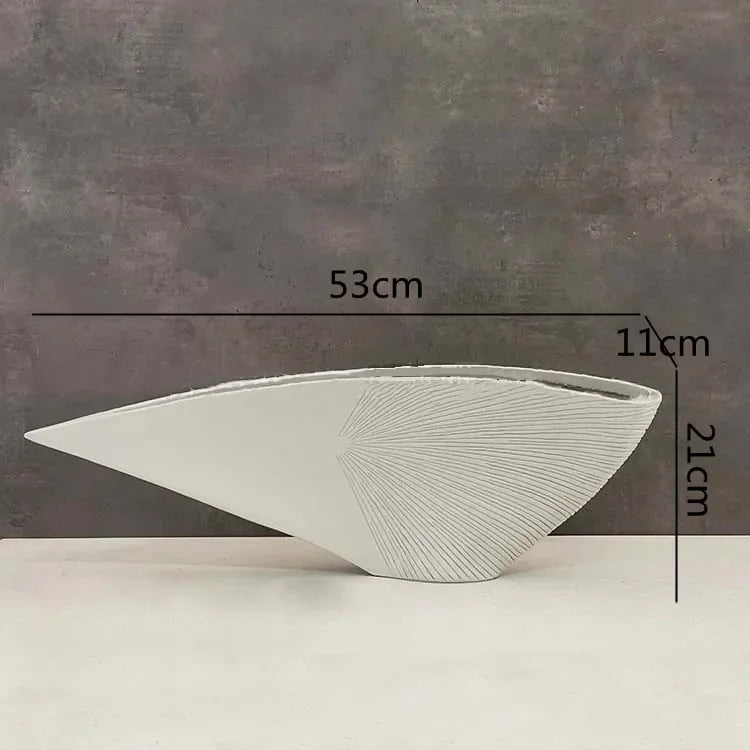 Nordic Style Resin Vase - Fan-shaped Decorative Craft for Home Decor by Afralia™