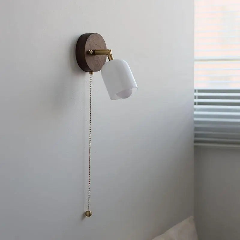 Afralia™ Walnut Wood LED Wall Lights Bedroom Modern Wall Lamp Fixtures
