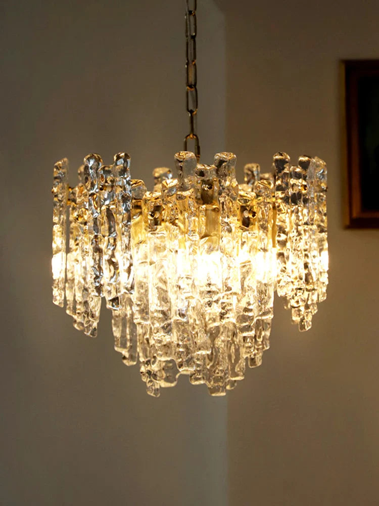 Afralia™ Icicle Glass Ceiling Pendant Light - Dimmable Dining Room Chandelier