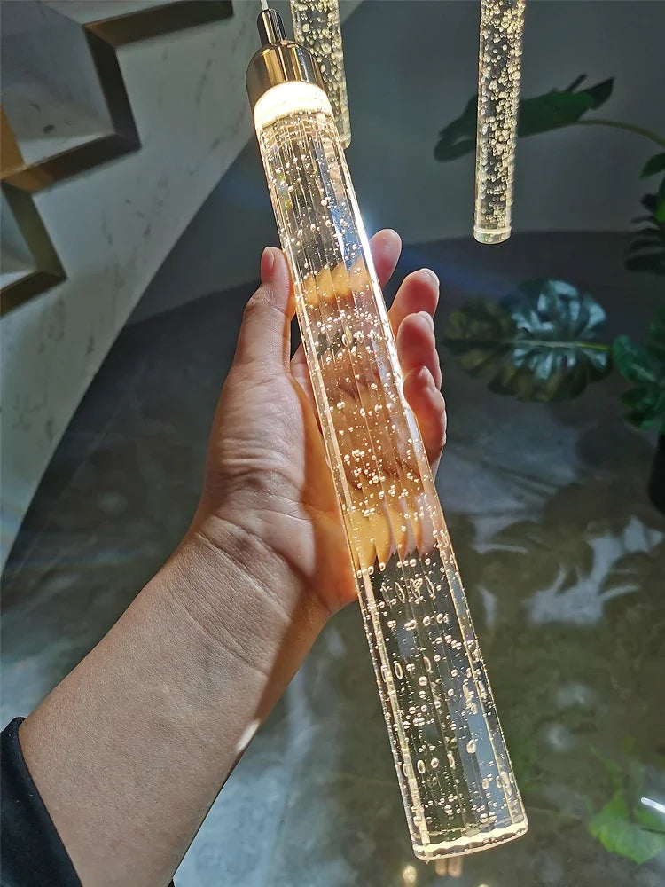 Afralia™ Modern Crystal LED Chandelier for Staircase and Living Room