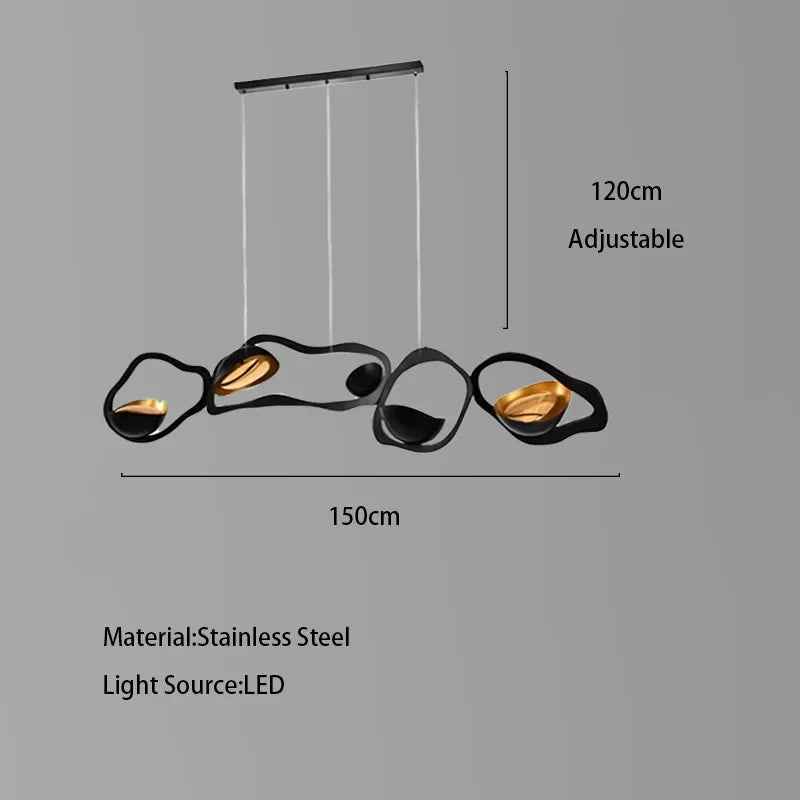 Afralia™ Black Stainless Steel Chandelier LED - Modern Luxury Design for Living Room