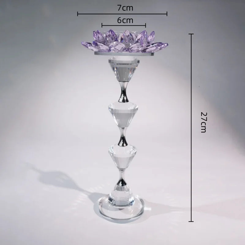 Afralia™ Crystal Lotus Candle Holder Home Decoration Crystal Flower Candlestick