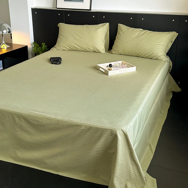 Afralia™ Soft Jacquard Satin Cotton Bed Sheet Single Bedsheet Smooth Cozy Cover