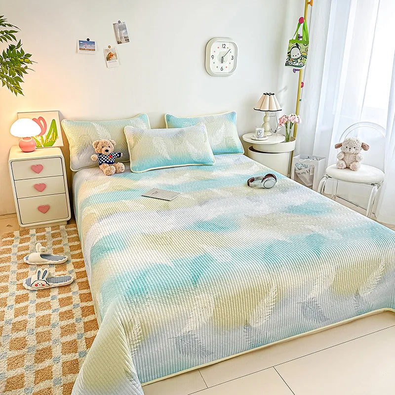 Afralia™ Romantic Gradient Quilted Bedspread Set - Premium Anti-Slip Bed Cover Kit