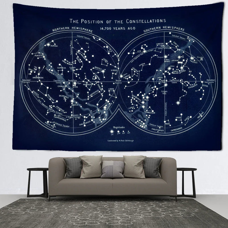 Afralia™ Cosmic Constellation Compass Tapestry: Abstract Psychedelic Witchcraft Wall Hanging