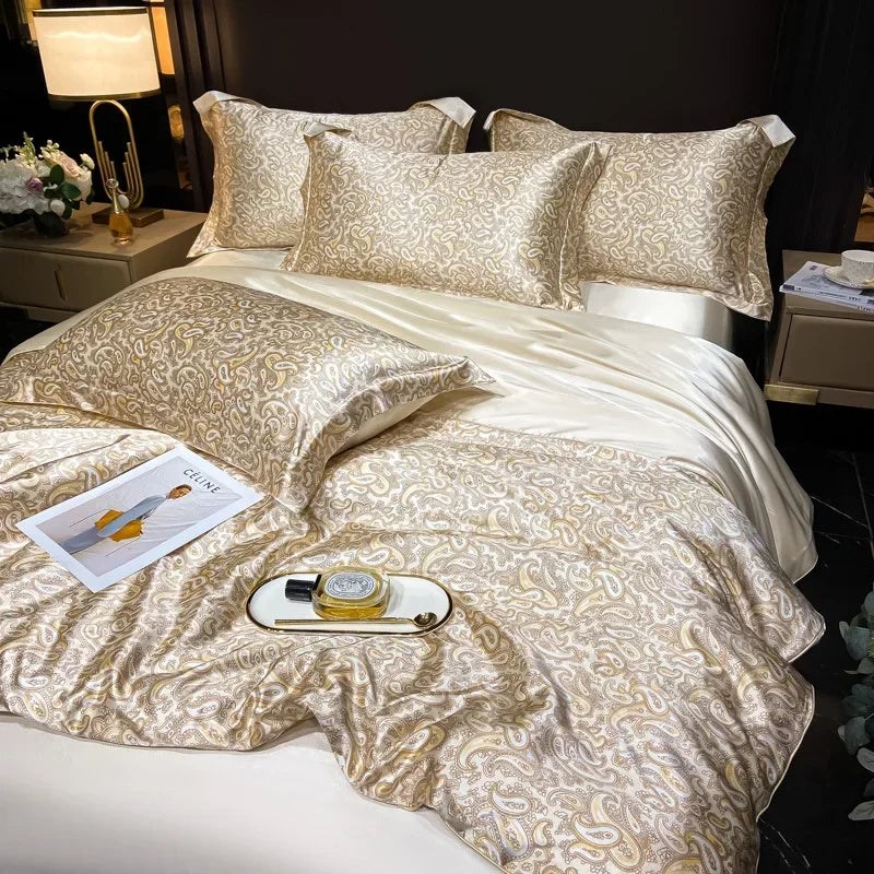 Afralia™ Soft Silk Printed Bedding Sets for Luxurious Bedroom Decor