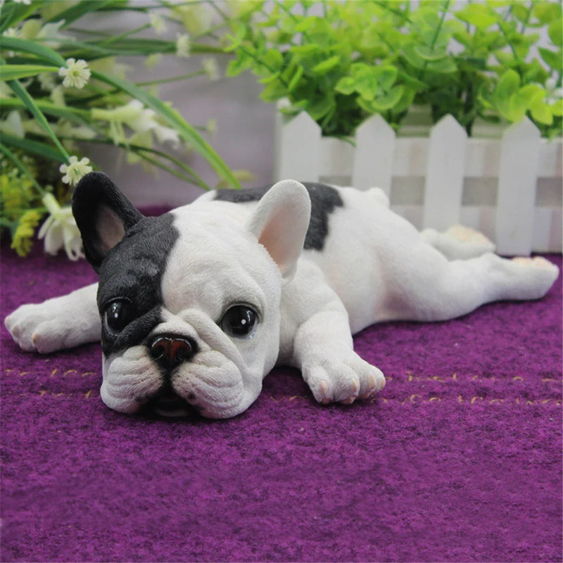 Afralia™ Sleepy Bulldog Sculpture Ornaments for Garden and Car Interior Decor