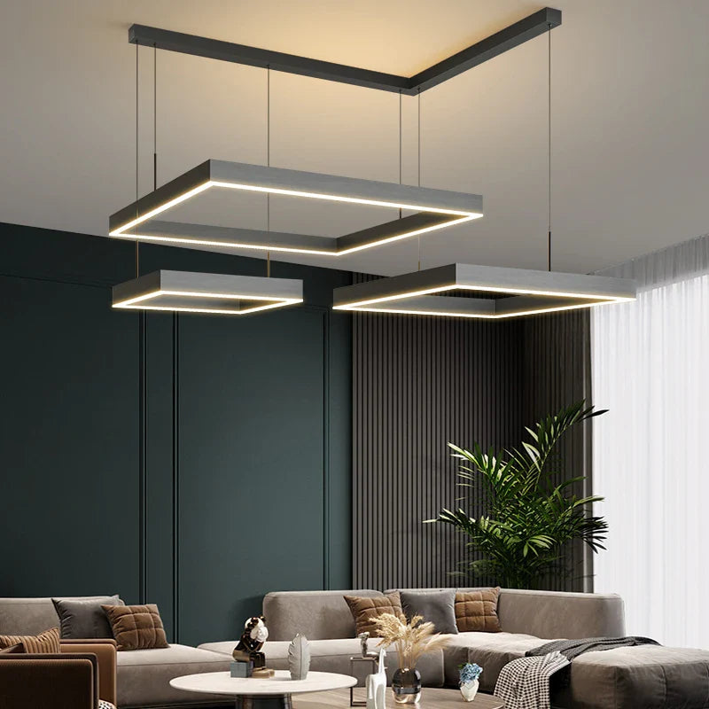 Afralia™ Modern Square Chandelier LED Ceiling Light for Living and Dining Room