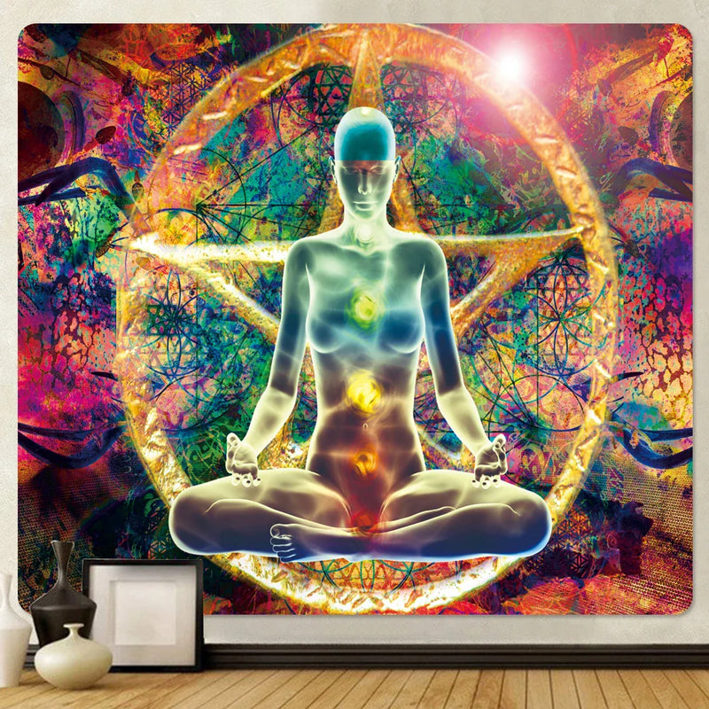 Afralia™ Chakra Psychedelic Tapestry: Boho Yoga Wall Decor & Room Hanging