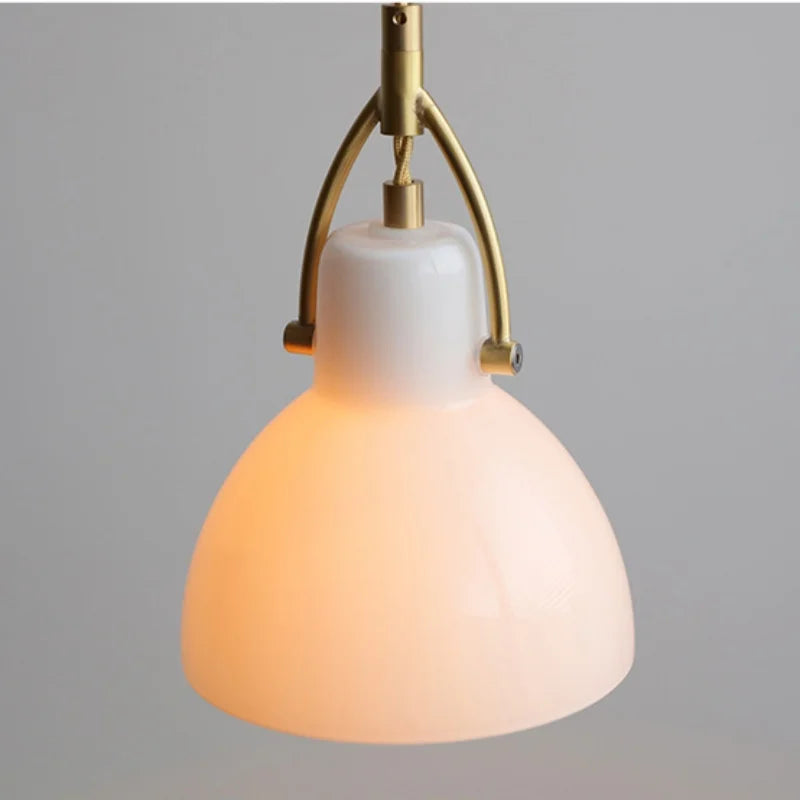 Afralia™ White Glass Copper LED Pendant Lights - Modern Nordic Kitchen Bar Lamp