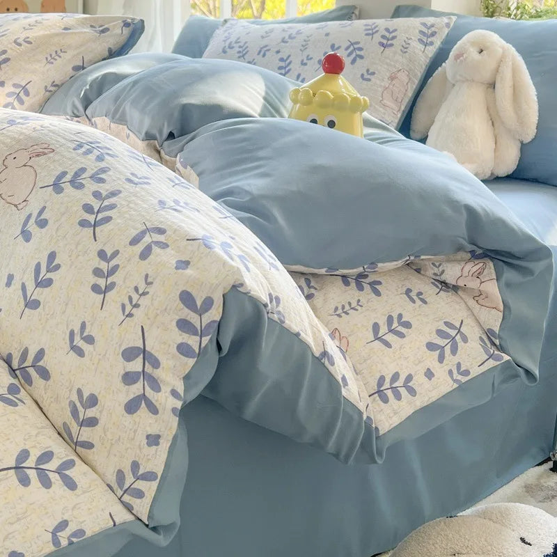 Afralia™ Plant Print Bedding Set - Twin Full Size Soft Comforter for Skin Friendly Bedroom Decor