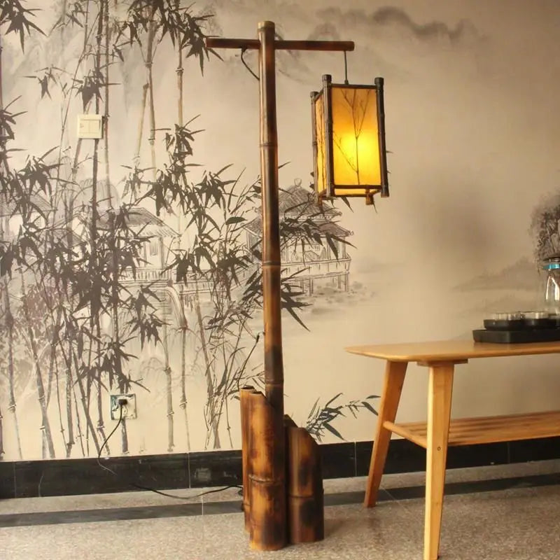 Afralia™ Bamboo Weave Floor Lamp | Retro Design for Zen Living Room & Study